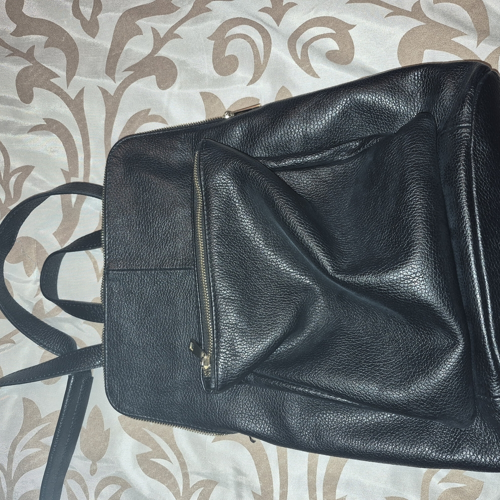 Elegant Black Leather Backpack